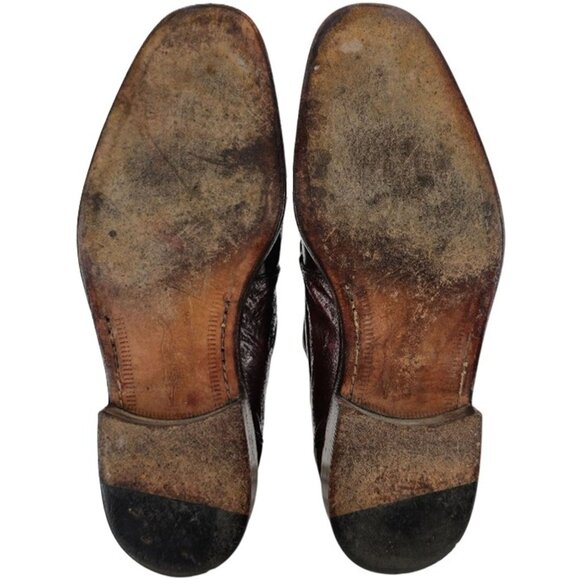 Vintage Mauri Burgundy Alligator Ostrich Exotic Dress Shoes 11.5M Derby Oxfords - Picture 12 of 15